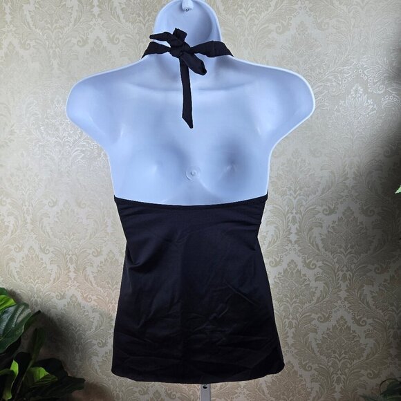 Apt 9 Size Small Black Halter Tankini Top Decorative Cutout Details at Hem NWT - Picture 8 of 14